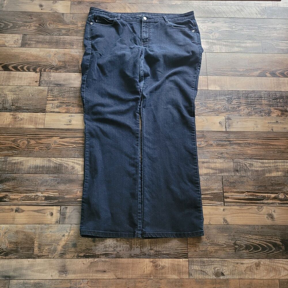 Michael Kors Women's 16W Blue Denim Straight 5-Pocket Button Zip Logo *flaw